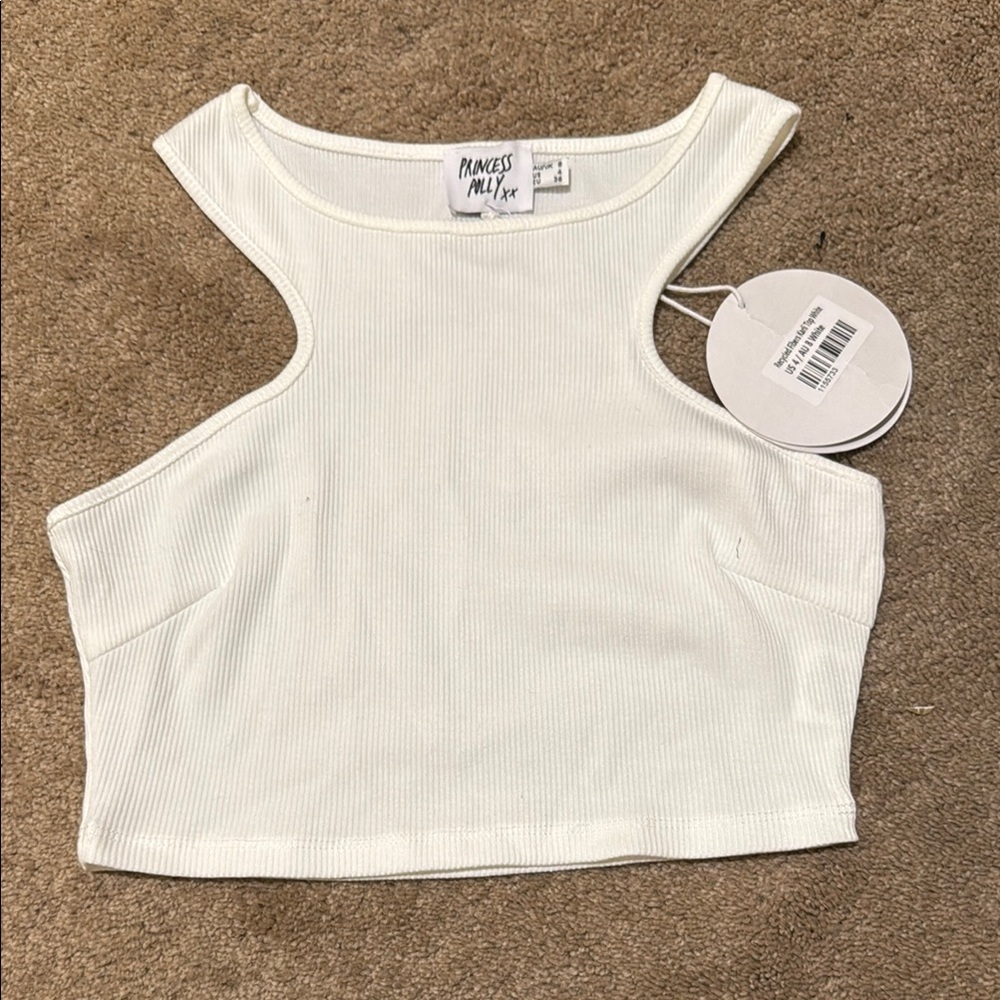 Princess Polly Ivory Ribbed Tank Top